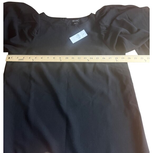 Ann Taylor Black Long-Sleeve Shift Dress With Puff Shoulders Back Zipper Size 6 - Picture 6 of 12